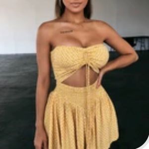 Yellow romper with crop tie